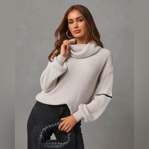 Vici Shoreditch Cotton Blend Zip Sleeve Knit Sweater | Medium